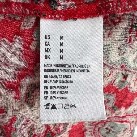 American Eagle Paisley Halter Tunic Tank Top Red Flowy Boho Resort Concert M - Picture 9 of 11